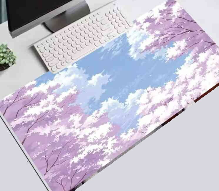 マウスパッド 桜 青空 サクラ ピンク ブルー 60cm×30cm キーボードマット 裏面滑り止め 送料無料 ＜新品＞ [94192]
