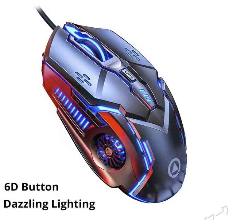 ゲーミングマウス スクロール付き6ボタンマウス 発光4色入替り DPI4段階調整 USB有線 送料無料 ＜新品＞ [94194]