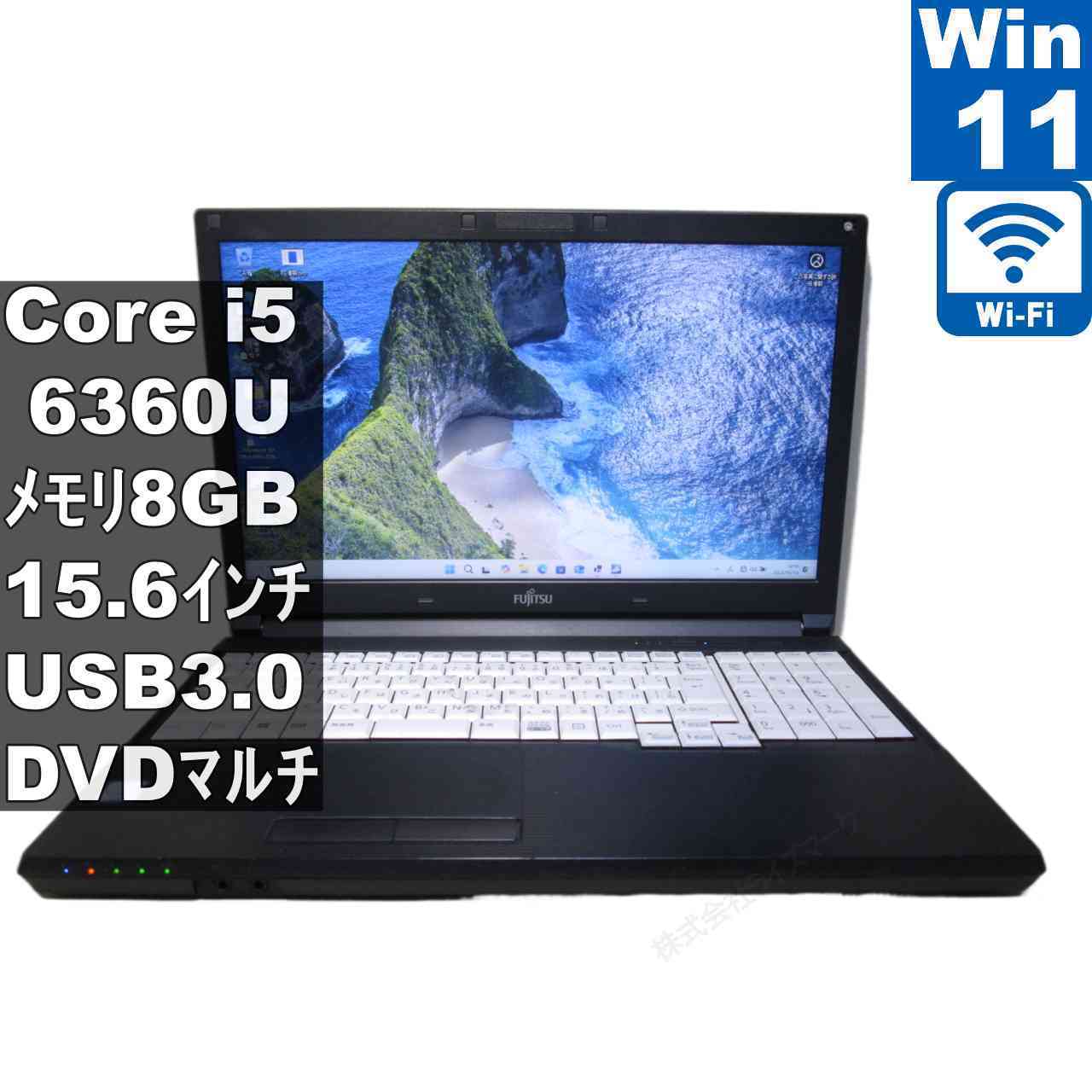 [Used] Fujitsu LIFEBOOK A576/TX Core i5 6360U Windows11 Pro MS 365 Office Web Rechargeable Wi-Fi USB3.0 HDMI Long Warranty [96654]