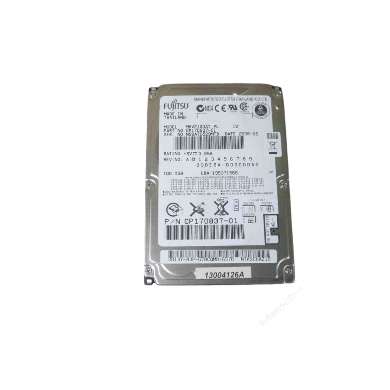 関連商品SATA 120GB 富士通 MHW2120BHSATA 120GB WD WD1200BEVS-16UST0SATA 40GB Seagate ST940814ASSATA 160GB 日立 HTS545016B9A300SATA 120GB WD WD1200BEVT-22ZCT0SATA 250GB WD WD2500BEVT00A23T0SATA 120GB 日立 HTS541612J9SA00IDE ATA 40GB 日立 HTS42040M9AT00■商品詳細商品名 2.5インチHDD IDE ATA 100GB 富士通 MHV2100AT付属品付属品なし商品説明外観やや傷や汚れあり■保証内容保証期間商品発送日から10日間となります。※保証期間内に返品のご連絡、および商品の返送をお願いいたします保証の範囲商品説明に記載されていない不具合があれば返品対応させていただきます。※付属品欄に記載の物以外は付属していません。※お客様都合の返品や、お客様の使用によって不具合等が生じた場合は保証対象外となります。■配送について送料全国送料無料離島も含め全国無料で配送いたします。配送業者店舗から出荷クリックポストでお届けしますので、ご不在でも郵便受け投函でお受け取りいただけます。（購入点数や状況によっては宅配便や手渡し配達となることがあります）出荷日毎週火・金曜日にまとめて出荷、出荷日10時以降のお支払いは翌出荷日の出荷。出荷日の変更は営業日カレンダーでご案内いたします。