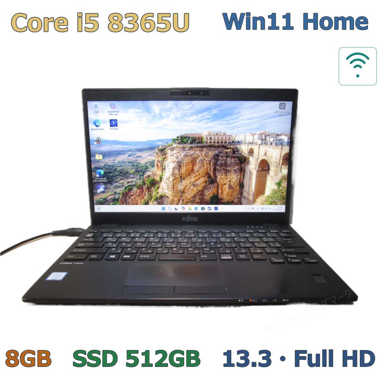 関連商品LIFEBOOK WU2/B3FMV LIFEBOOK UH55/MLIFEBOOK AH AH46/WFMV-STYLISTIC Q702/GLIFEBOOK AH77/MLIFEBOOK AH77/D1LIFEBOOK AH40/KLIFEBOOK U939/BWWindows11 Home インストール済み！Windowsライセンス認証済みOSが起動するようにセットアップ済みです！SSD搭載！高速起動無線LAN（Wi-Fi）あり。USB3.0内蔵で、高速データ転送！■スペック情報型番　富士通 LIFEBOOK U939/C、FMVU26004OS　Windows11 Home64ビットOSCPU　Core i5 8365U 1.6GHzメモリ　8GB記憶媒体（HDD等）　512GB(SSD)光学ドライブ　なし液晶画面サイズ　13.3インチ画面解像度1920×1080有線LANあり無線LAN（Wi-Fi）内蔵　BluetoothなしWEBカメラあり映像端子HDMI、USBポート2ポート（内USB3.0以上 2ポート）その他機能■商品状態OSインストールWindows11 Homeインストール済みOSが起動するようにセットアップ済みです液晶表示不具合はありませんバッテリー状態充電されませんその他不具合の有無なし不具合はありませんので安心してご使用いただけます■外観液晶画面の破損なしキーボードの破損なしヒンジの破損なしその他外観傷や汚れあり。ゴム足欠品。底面傷多いです（写真はお送りする現物を撮影しています）■付属品ACアダプター別売り（純正品ではありませんが当商品に使用できるACアダプターを下のリンクからご購入いただけます）対応ACアダプター※リンク先の商品が表示されない、または在庫0となっている場合は在庫切れのためACアダプターは購入できません。OSプロダクトキーデジタルライセンスその他付属品なし■保証内容保証期間商品発送日から30日間保証いたします！※保証期間内に返品のご連絡、および商品の返送をお願いいたします保証の範囲●下記画像のチェック20項目に関して商品説明に記載されていない不具合や破損、商品説明の誤りがあった場合は返品対応をさせていただきます。※バッテリー状態、カードスロット、テレビ機能、特殊キー操作等のチェック20項目以外は保証対象外です。※CMOS電池は消耗品のため保証対象外です（消耗に起因するBIOSリセットやメッセージ表示も保証対象外です）※お客様都合の返品や、お客様の使用によって不具合等が生じた場合は保証対象外となります。●当店にお支払いいただいた全額を保証します、返送時送料も当店で負担いたします。■配送について送料全国送料無料離島も含め全国無料で配送いたします。配送業者物流倉庫から出荷※詳細は会社概要をご覧ください■当商品の特典等インストール済みソフトMicrosoft DefenderWindows標準のウイルス・ファイアウォール対策ソフトがインストールされているのでセキュリティが強化されています。Windowsバックアップシステムイメージを作成することでWindowsの設定や保存したファイルを丸ごとバックアップし、いざというとき復元することができます。Windowsの初期化Windows回復機能でWindows11をリセットしインストール直後の状態に戻せます。メールアプリWindows標準のメールアプリをインストール済み。お使いのGmail、Outlookメール、Hotmail、Yahooメールなどの送受信ができます。CrystalDiskInfo記憶媒体（HDDなど）の動作状況を詳しくチェックできます。speccyCPU、マザーボードなどの詳しいハードウェア情報が確認できます。Microsoft 365 Office WebMicrosoft公式の無料で使えるOfficeです。ブラウザ上でEXCEL、WORDが使用できます。すぐ使えるようにショートカット設置。インストール準備済みソフト（デスクトップにあるファイルから無料でインストールできます）「Libre Office」Microsoft Officeと高い互換性があるLibre Office。今後のアップグレードも無料で行えます。「iTunes」音楽やビデオを再生、iPhoneとの連携、音楽のダウンロード購入など。「Google Chrome」GoogleのWEBブラウザ。シンプルで使いやすい、Androidスマホとの連携、豊富な拡張機能。「Zoom」WEB会議、ビデオ通話で圧倒的なシェアがありビジネスでもプライベートでも活用できます。「KeePass」高機能なパスワード管理ソフト、インターネット上のサイトへ自動入力もできます。「はがき作家16Free」住所の管理、住所録からはがき、年賀状の印刷。「Acrobat Reader」PDFファイルの閲覧や印刷など。「BlueStacks」パソコン上でAndroidを起動しスマホ用アプリが使用できます。「Leawo Blu-ray Player」ブルーレイ/DVDの映画や映像をパソコンで再生するためのソフト。「VLC」多くの動画形式に対応したマルチメディアプレイヤー。「Wondershare Filmora」パソコン画面の録画、高機能な画面キャプチャー。「Shotcut」日本語に対応した動画編集ソフト。動画・画像の結合・分割・編集。「Cakewalk」DAW音楽作成ソフト。有料ソフト並みに高機能。（これらのソフトがインストールおよび正常に動作するかは保証対象外です）
