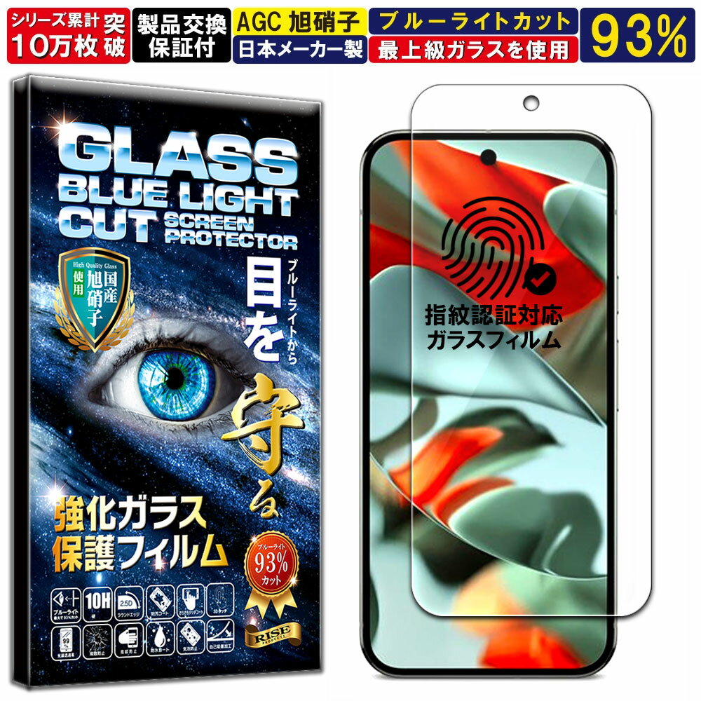 ブルーライトカット Google Pixel 9 Pro XL ガラスフィルム Google Pixel 9 Pro XL フィルム 硬度10H W硬化製法 強化ガラス 液晶 画面 保護 フィルム 飛散防止 指紋防止 AGC日本製 RISE PRODUCTS
