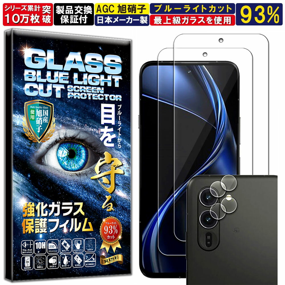 2枚+2枚セット ブルーライトカット カメラ レンズ 保護ガラス付 arrows Alpha ガラスフィルム アローズ アルファ F-51F / M08 フィルム 硬度 10H 強化ガラス 液晶 画面 保護 フィルム カメラガラス カメラフィルム レンズフィルム RISE PRODUCTS