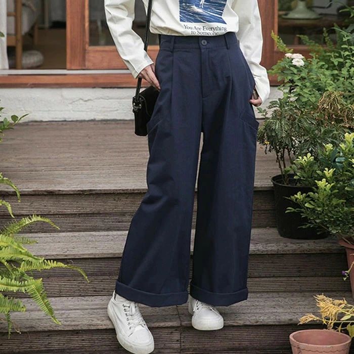 乐天商城 - パンツ レディース カーゴパンツ ワイドパンツ ストレート ボトムス 秋冬 春 ハイウエスト ガウチョ ロング丈 学生 可愛い 大きいサイズ 体型カバー 上品 通学 通勤 高校生 美脚 カジュアル シンプル 韓国ファッション ゆったり きれいめ パンツ
