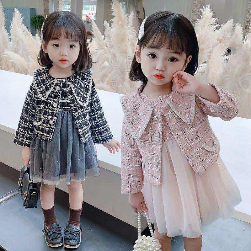 Top & Bottom Sets - フォーマル スーツ 女の子 子供スーツ 入学式 卒業式 女の子スーツ ワンピーススーツ 女児 子供服 チェック柄 七五三 保育園 発表会 結婚式 子供 ジャケット ワンピース 長袖 キッズ おしゃれ 小学校 セットアップ 上下セット 子供ドレス