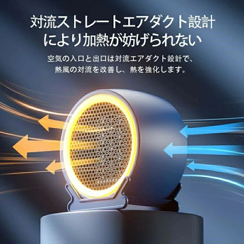 セラミックヒーター 小型 丸形 パワフル 電気ファンヒーター 瞬間速暖 省エネ 温度...