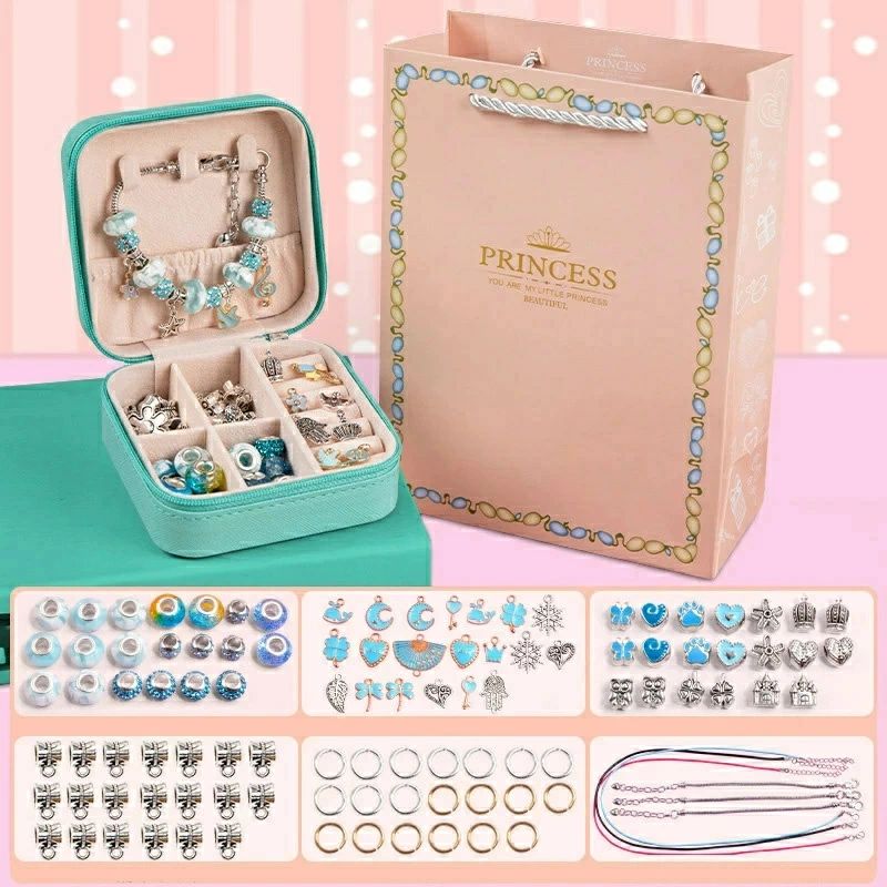 Rakuten - ビーズアクセサリーキット 宝石おもちゃ アクセサリーキット 女の子 キッズブレスレット DIY ビーズセット おもちゃ 作る ブレスレット作り 紐通しおもちゃ チャーム ビーズ遊び 誕生日 クリスマス 3歳 4歳 5歳 6歳 7歳 小学生 女の子 人気 プレゼント