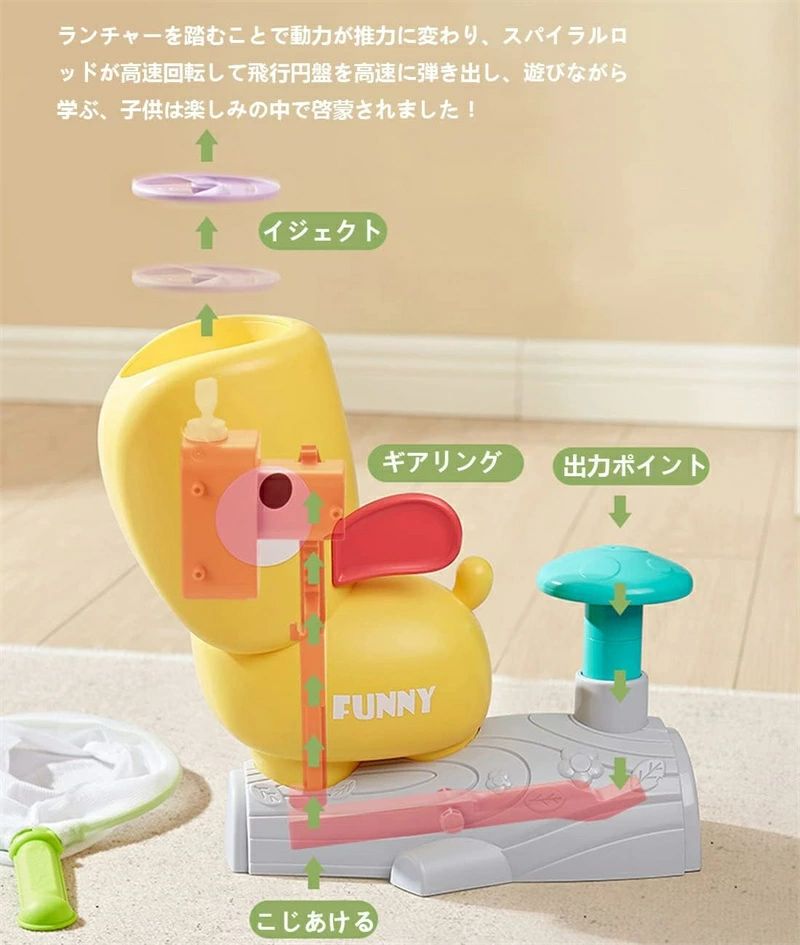 riseショップのフライング ディスク ランチャー グッズ玩具 おもちゃ 子供用 男の子 女の子 空飛ぶ円盤 インタラクティブ フライングボール 猫犬 フェッチおもちゃ スピナー ジャイロ ドローン ライングソーサー ギフト｜アングル2