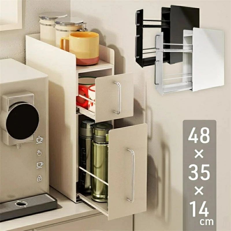 「スーパーセール期間中　10倍ポイントGET」隠せる調味料ラック 2段 3段 おしゃれ 引き出し 隠 ...