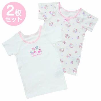 【キティ】女児2枚組半袖インナー・ハート柄（90cm～110cm）