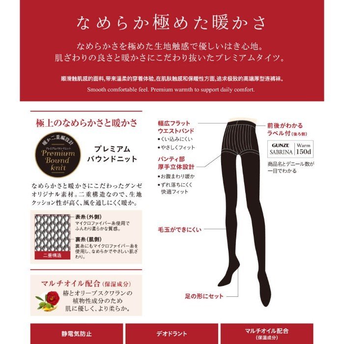 お買い得【グンゼ】SABRINA ウォームタイ...の紹介画像3
