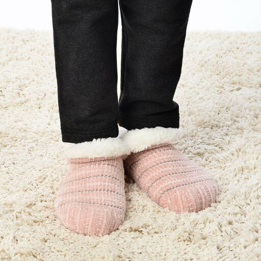 お買得【グンゼ】ウチコレ 裏ボアボーダー ショートソックス:婦人用 お買得【グンゼ】ウチコレ 裏ボアボーダー ショートソックス:婦人用