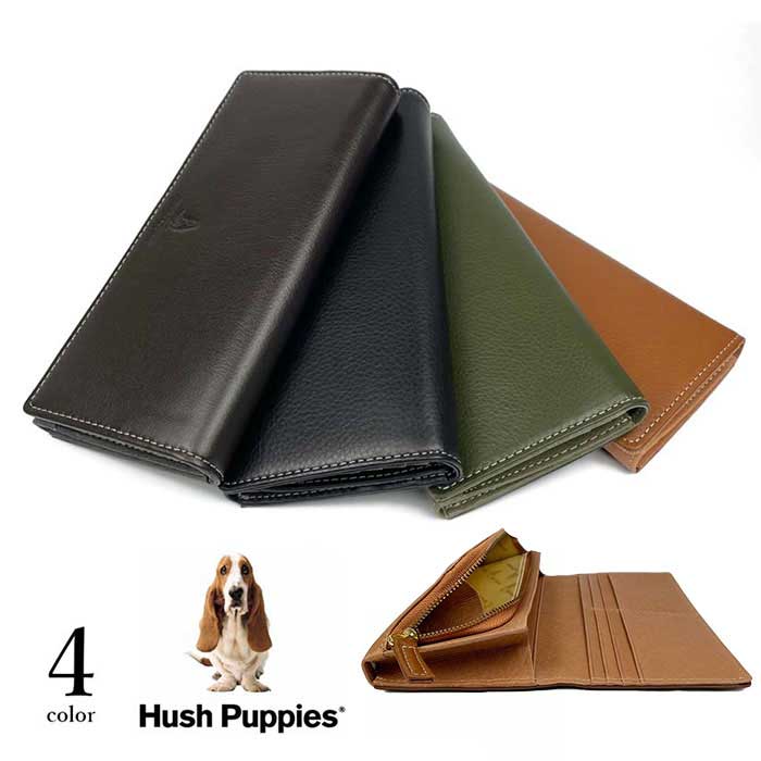 財布 メンズ Hush Puppies ハッシュパピー 長財布 メンズ長財布 男性用長財布 男性財布 男性用財布 二つ折り長財布 かぶせ リアルレザー 牛革 本...