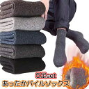 【スーパーSALE 20%OFF】 靴下 メンズ 暖かい あったか 5足組 裏起毛 パイルソックス パイル ソックス あったかい ふんわり パイル素材 無地 寒さ対策 冬 防寒 男性用 紳士用 5足セット 24-26cm(4)