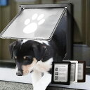 ペットドア 後付け 鍵付き DIY 猫 犬 サッシ 自作 取り付け キャット 小型犬 ネコ ペット出入口 足跡柄 透明 磁石 プラスチック 開閉ロック機能付 ネ...