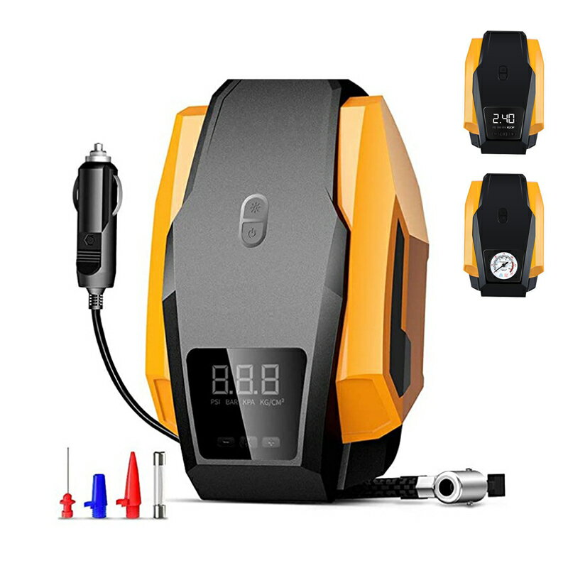 電動空気入れ 自動車 シガーアダプター給電 DC12V 電動 エアコンプレッサー 車用 LEDライト付 工具 車載 空気いれ 自転車 バイク オートバイ エアーポンプ 車 浮き輪 ボール エアーベッド ボート エアーポンプ バスケットボール フットボール エアーコンプレッサー 送料無料