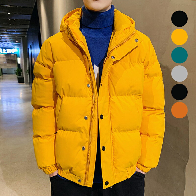 中綿コート おしゃれ メンズ フード付き 中綿ジャケット 厚手 軽量 暖かい 20代 30代 40代 男性 アウター 大きいサイズ M L XL 2XL 3XL 通勤着 オーバーコート イエロー オレンジ ブラック 中綿 ダウンジャケット ブルゾン ファッション 冬服 メンズコート 長袖 冬ジャケット(4)