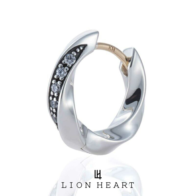 ライオンハート “for Gift” クラッチピアス (ツイスト/ジルコニア) シルバー925 1EA229A0SV LION HEART フープピアス K18ポスト 1点売り 片耳用 メンズピアス ブランド 誕生日 プレゼント