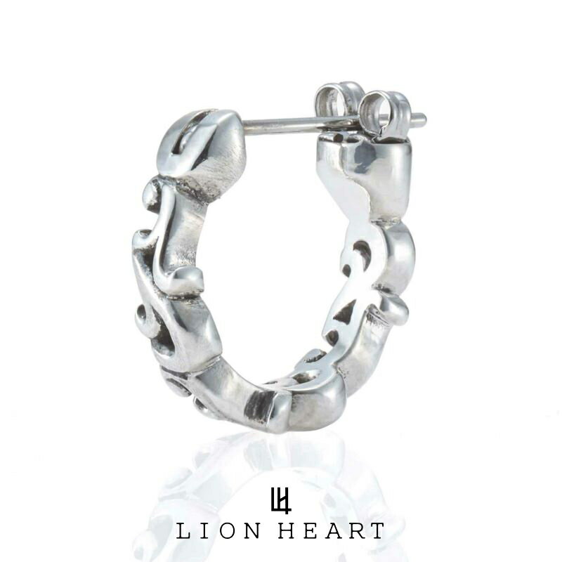 ライオンハート “HOWL” クロッシングピアス (アラベスク) シルバー925 1EA235A0SV LION HEART フープピアス サージカルステンレスポスト 1点売り 片耳用 メンズピアス ブランド 誕生日 プレゼント