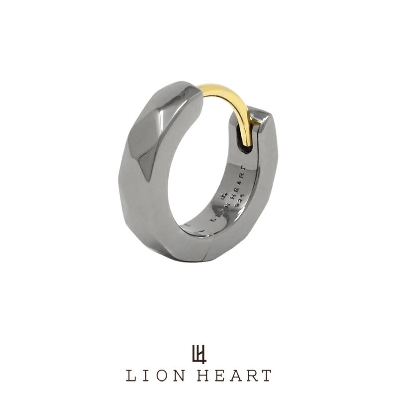 ライオンハート for Gift “THE EDGE” カッティング フープピアス シルバー925 (ブラック) 01EA0991BK LION HEART 18Kポスト シルバーピアス 1点売り 片耳用 リング 中折れ メンズピアス ブランド プレゼント 誕生日