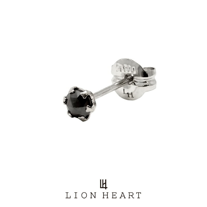 ライオンハート BASIC プラチナ ブラックダイヤモンドピアス Sサイズ(0.1ct) 01EA0144BK LION HEART 石 ピアス 1点売り 片耳用 1粒 シンプル 黒 おしゃれ キャッチ メンズピアス ブランド プレゼント 誕生日