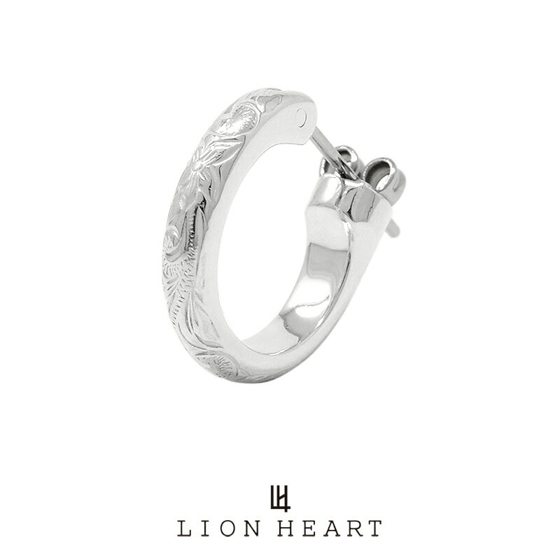 ライオンハート シルバーアクセサリー メンズ ライオンハート (I)will engrave クロッシングピアス ヘリテイジ シルバー925 1EA113A0SV LION HEART プルメリア ハワイアン ステンレスポスト フープピアス 1点売り 片耳用 メンズピアス ブランド プレゼント 誕生日