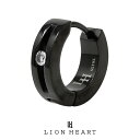 ライオンハート LH-1 フープ ピアス 1ストーン サージカルステンレス (ブラック) LHMP001N LION HEART 石 1点売り 片耳用 シンプル...