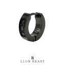 ライオンハート LH-1 フープピアス 3ストーン サージカルステンレス(ブラック) LHMP004N LION HEART 石 1点売り 片耳用 リング シンプル メンズピアス ブランド プレゼント 誕生日 [ネコポス対応]