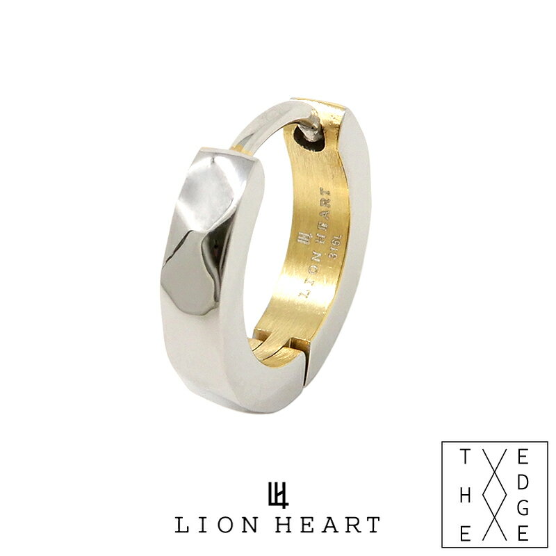 ライオンハート LH-1 “THE EDGE” カッティング フープ ピアス サージカルステンレス (マットゴールド×シルバー) 金属アレルギー対応 03EA0...