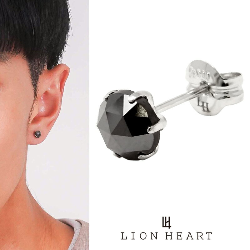 ライオンハート BASIC プラチナ ブラック ダイヤモンド ピアス Lサイズ (0.5ct) 01EA0164BK LION HEART メンズ 男性 石 ピ...