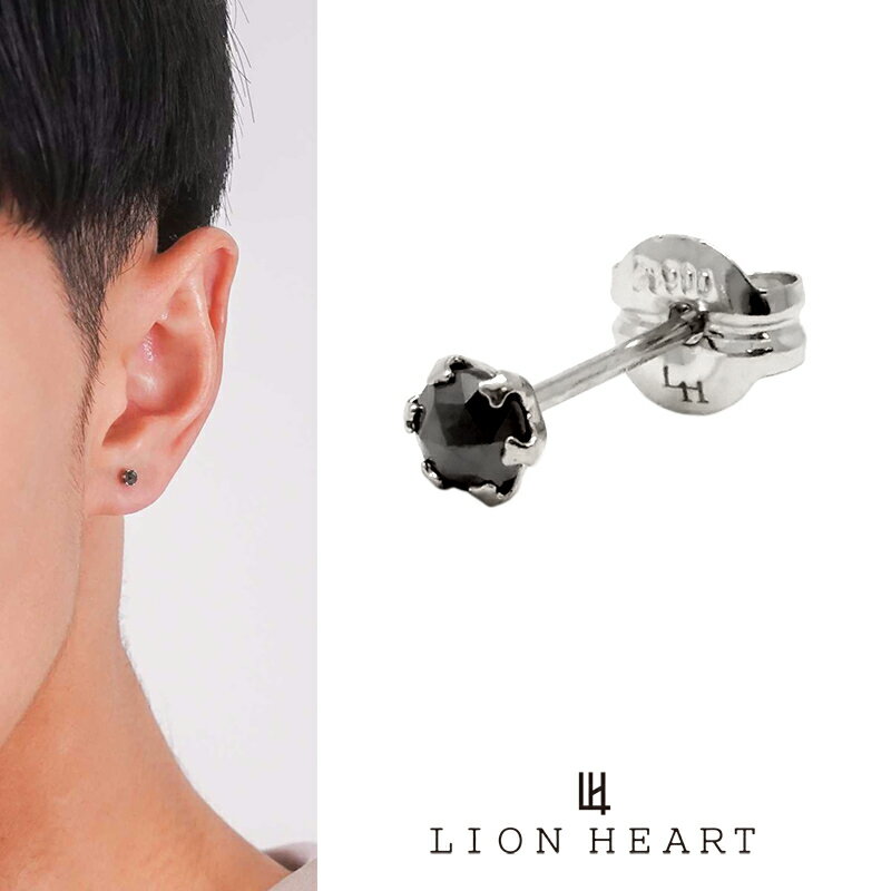 ライオンハート BASIC プラチナ ブラック ダイヤモンド ピアス Sサイズ (0.1ct) 01EA0144BK LION HEART メンズ 男性 石 ピ...