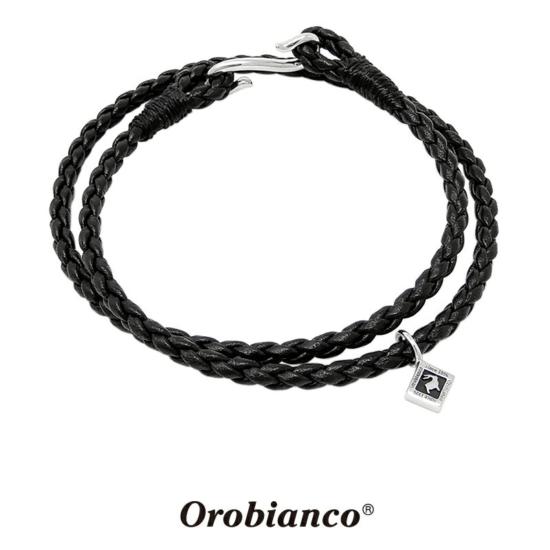 オロビアンコ レザー2連ブレスレット ブラック OREB036BKS シルバー925 Orobianco Bracelet 革紐 メンズ 男性 人気ブランド クリスマス 誕生日 プレゼント ギフト 送料無料