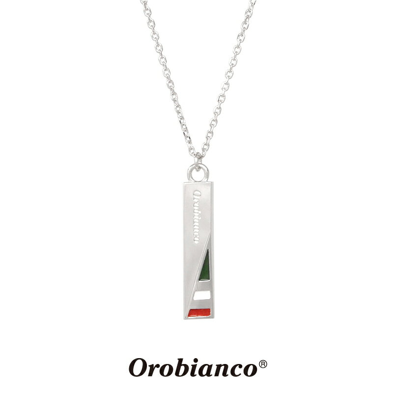 オロビアンコ ネックレス OREN028TR (トリコロール) ロゴプレート シルバー925 チェーン40+5cm Orobianco Necklace メンズ ブランド プレゼント 誕生日