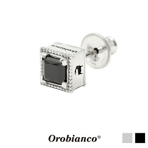 オロビアンコ スクエア スタッドピアス OREP011 シルバー (ブラックCZ / クリアCZ) シルバー925 1点売り 片耳用 Orobianco Pierce キャッチ メンズ BOX付き ブランド プレゼント 誕生日