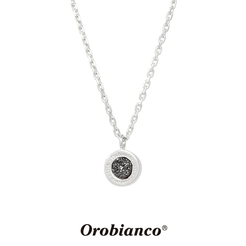 オロビアンコ ネックレス ORIN039BKS (シルバー×ブラック) ドルジークォーツ シルバー925 チェーン40+5cm Orobianco Necklace ブランド メンズ プレゼント 誕生日