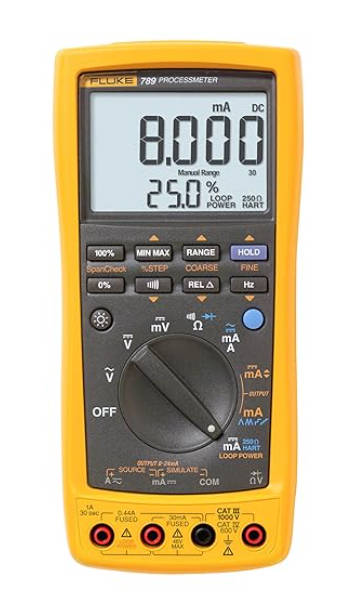 電流出力付き安全定格マルチメーター FLUKE-787の主要機能を改善し、ディスプレイ・サイズが2倍に2段階のバックライト付きになりました。 また250ΩHART抵抗器を内蔵させた為、他の抵抗器は不要です。 PC接続も可能となりデーターの分...