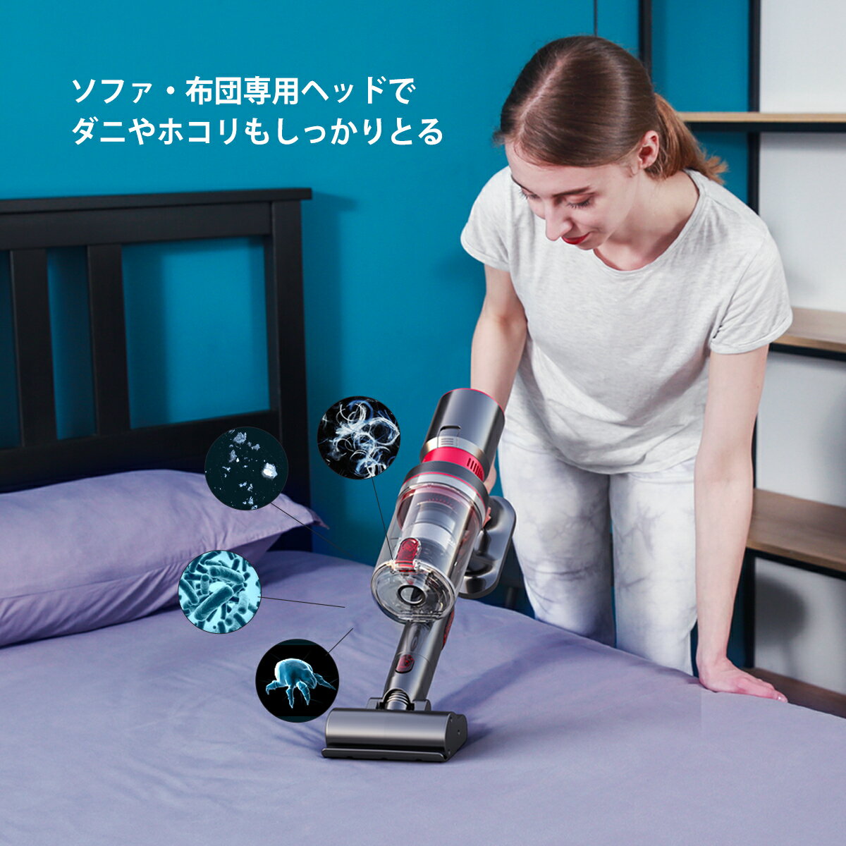 掃除機コードレスコードレス掃除機サイクロン式26000PA超強吸引力LEDランプ付き軽量静音人気スティックハンディ【送料無料】
