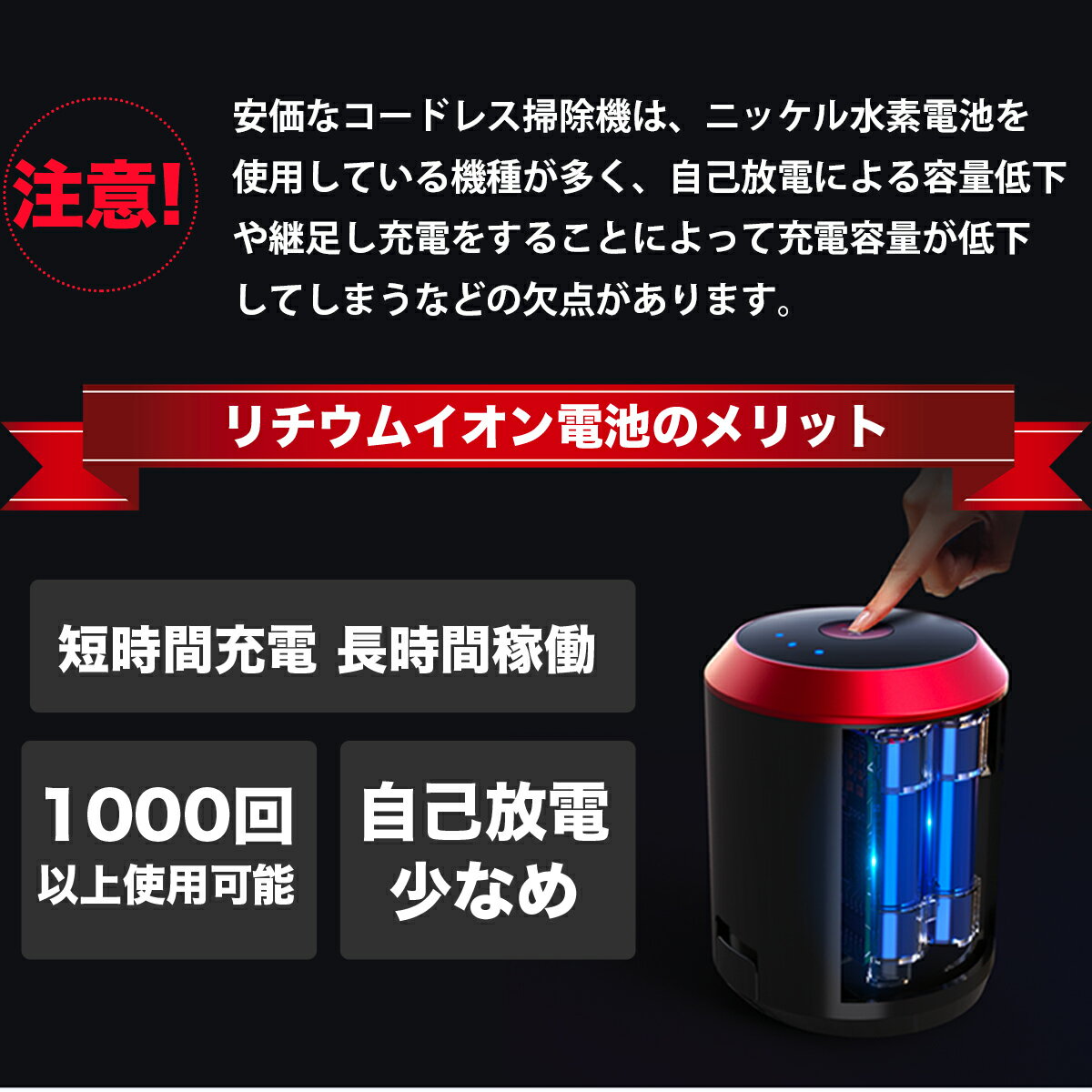 掃除機コードレスコードレス掃除機サイクロン式26000PA超強吸引力LEDランプ付き軽量静音人気スティックハンディ【送料無料】