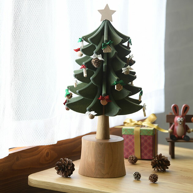 クリスマスツリー 卓上 北欧 Oak Village （オークヴィレッジ） オルゴールツリー スタンダード おしゃれ クリスマス ミニツリー 木製ツリー かわいい インテリア 室内 小さい 
