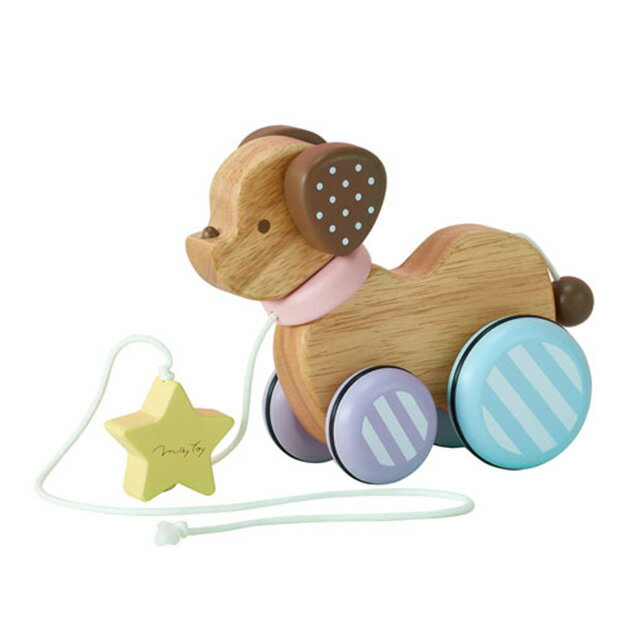 【ラッピング メッセージカード対応】 Milky Toy ミルキートイ Candy Puppy キャンディーパピー おうち時間 木のおもちゃ 天然木 プルトイ いぬ エドインター 犬 かわいい