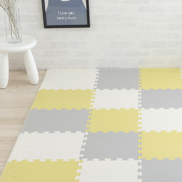 I LOVE BABY アイラブベビー 抗菌 ジョイントマット 防炎 防音 単色 グレー ホワイト イエロー ブルー くすみカラー フロアマット プレイマット パズルマット ラグ 厚手14mm ベビーマット おしゃれ 北欧 ノンホルム 床暖房対応 【あす楽対応】