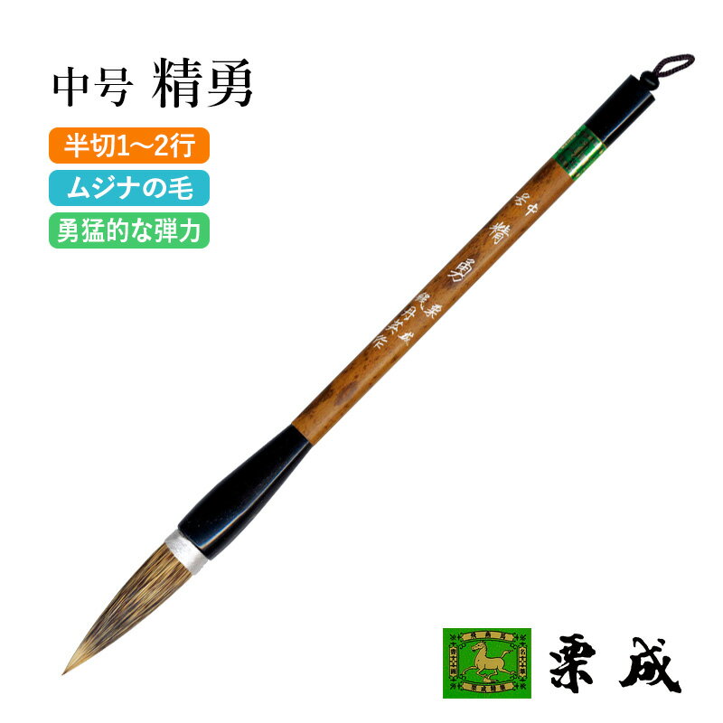 筆 書道 栗成 『中号 精勇（糸巻）』 書道用品 毛筆 兼毫筆 条幅用 半切 1～2行 大筆 太筆 楷書 行書 大人 大作用 ムジナ 習字 臨書 上級者 大字用
