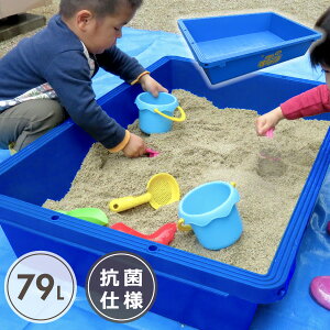 庭 砂場 リスの砂場 抗菌 80 ベランダ ブルー タライ たらい 業務用 プラスチック サンドボックス 子供 プレゼント 79リットル 79L 砂遊び 水遊び 公園 在宅 自粛 安全 安心 頑丈 青 プラ舟 リス興業