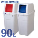 W&W分類ボックス90 プッシュ 本体・フタセット ゴミ箱 ごみ箱 ダストボックス 90L 分別 業務用 学校 公共 オフィス リサイクル リス(3)