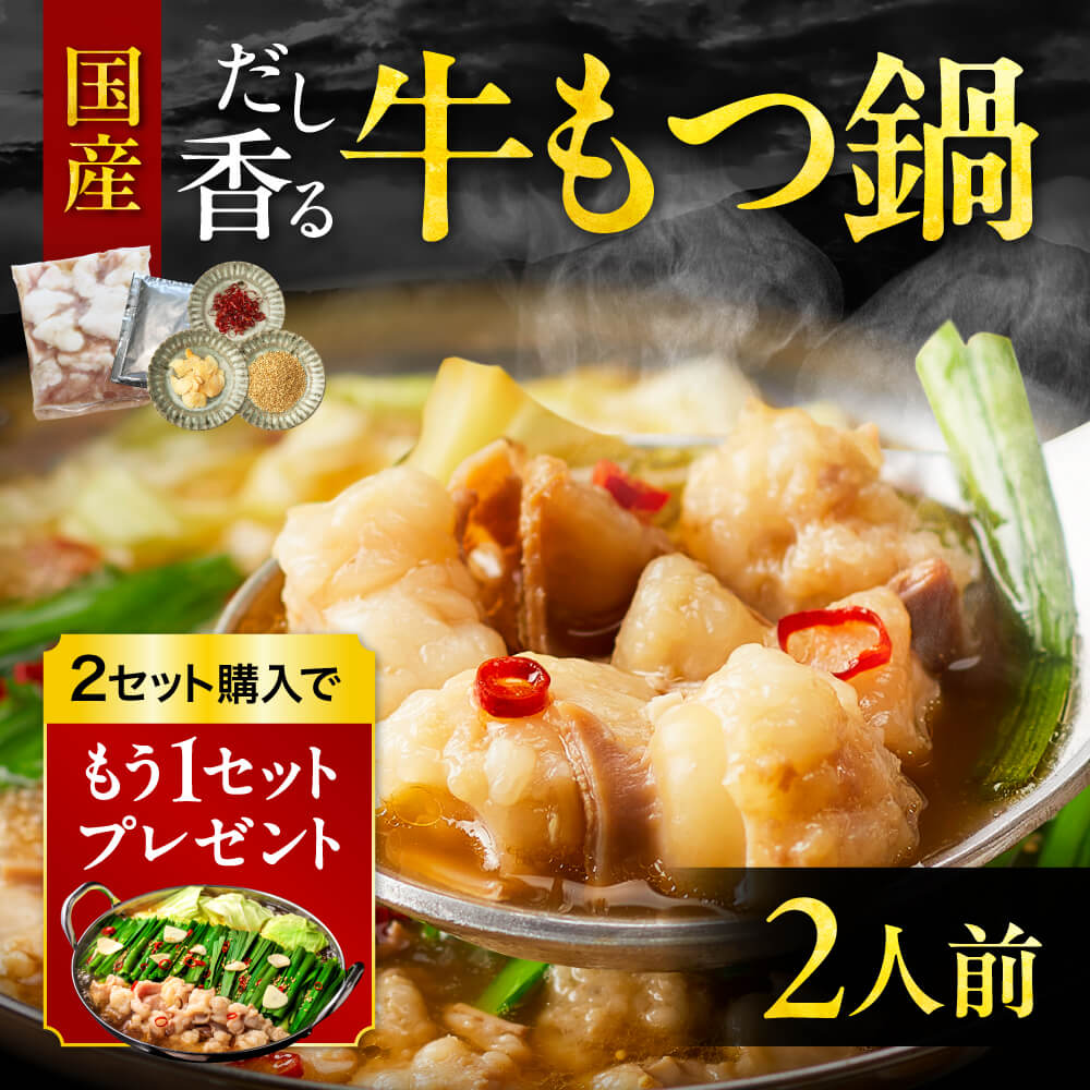 もつ鍋 【2セット購入で1セットプレゼント】 国産牛もつ鍋セット（2人前）醤油 もつ鍋スープ ホルモンミックス モツ ホルモン鍋 グルメ お鍋セット 【冷凍便】 ギフト プレゼント お祝い 誕生日 贈答用 お取り寄せ おつまみ 母の日 父の日 ギフト