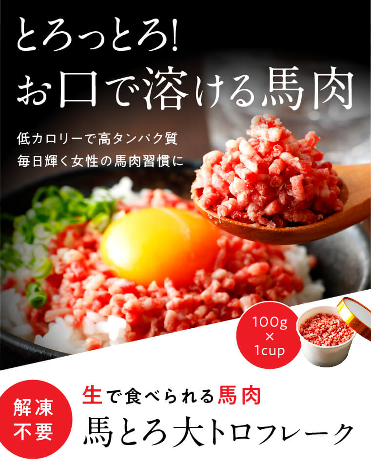 馬刺し 肉 ギフト 馬刺 大トロフレーク 馬刺し 肉 熊本 100g 約5人前 真空パック 業務用 飲食店 馬刺 馬肉 生ハム ユッケ 赤身 生食 グルメ 新鮮 フレーク 牛トロ 食べ物 惣菜 プレゼント ばさし おつまみ お取り寄せグルメ 高級 母の日 父の日 ギフト 2