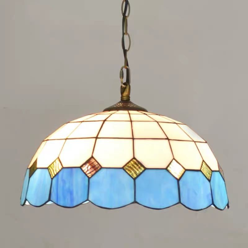 A024395ステンドグラス ペンダントライト 豪華天井照明ステンドグラスランプ ガラス工芸品 ． 電源直結..