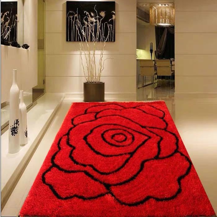 Rakuten - A044306ラグ カーペット ラグマット 160×230cm ホットカーペット対応 別のサイズあり 薔薇　赤
