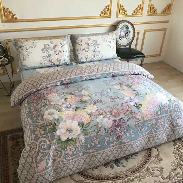 A024413ワイドダブル ベッド用品4点セット 寝具 ボックスシーツ　枕カバー掛け布団カバー ベッドカバー..