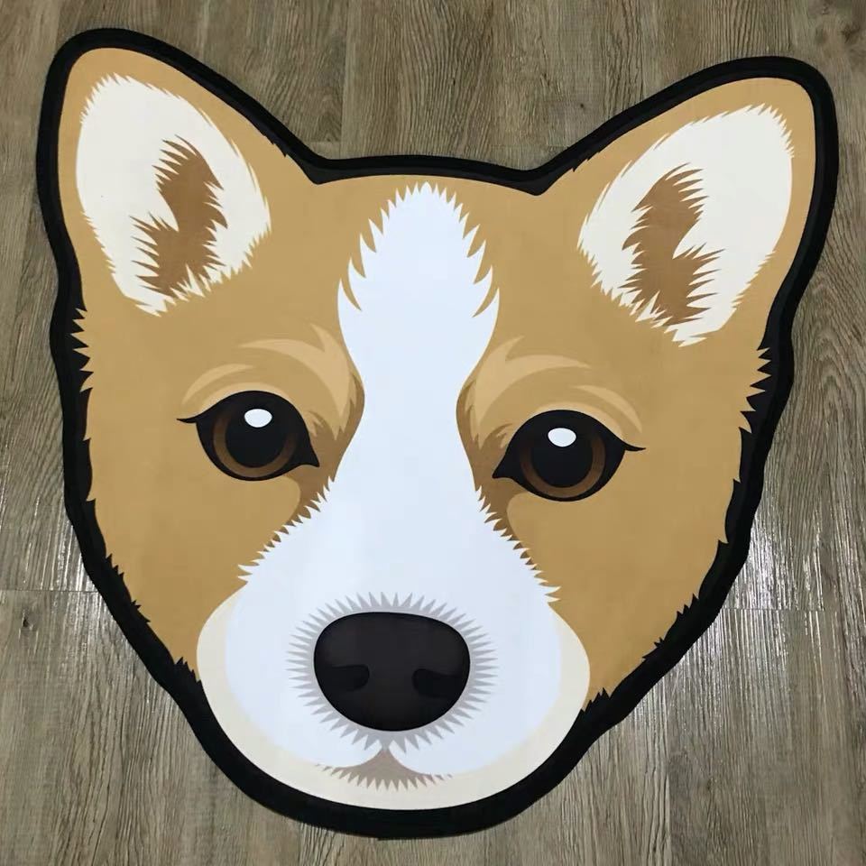 A027010ラグマット リビングマット 玄関マットカーペット.お風呂マット 犬柄雑貨 80cm コーギー